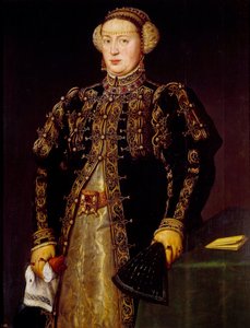 ポルトガルのジョン3世の妻、キャサリン・オブ・カスティーリャ（1507-1578）の肖像 アントニオ・モーロ（1517-1575）の絵画（ec.hol） 16世紀 マドリッド、プラド美術館 作： Anthonis Mor van Dashorst