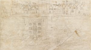 オートランズ宮殿の南正面に沿った建物、1550 年代 作： Anthonis van den Wyngaerde