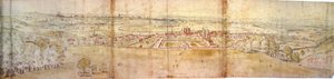 グリニッジヒルのグリニッジ宮殿とロンドン、1544年頃（紙、ペン、インク、チョーク、トイレ）