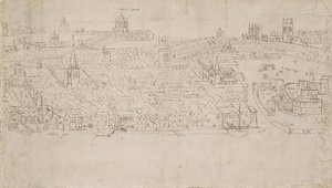 サザークから見たロンドンのパノラマ: ビリングスゲートからタワー ワーフまで、1554 年 作： Anthonis van den Wyngaerde