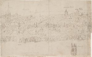 サザークから見たロンドンのパノラマ: セント ポール大聖堂、1554 年