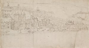 サザークから見たロンドンのパノラマ。ザ・タワー 1554年 作： Anthonis van den Wyngaerde