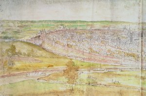16世紀のブリュッセルのパノラマビュー（ペンとインク、紙にトイレ） 作： Anthonis van den Wyngaerde