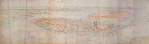 高台から西に向かうドルドレヒトのパノラマ ビュー、1545 年 作： Anthonis van den Wyngaerde