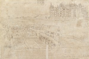 リッチモンド宮殿とプライベート ガーデンのリバー フロント、1550 年代