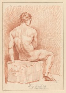 後ろから見た裸の男性の着席 (3等賞 1769年)