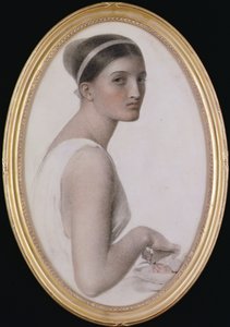 理想の頭」（紙に鉛筆とチョーク 作： Anthony Frederick Augustus Sandys