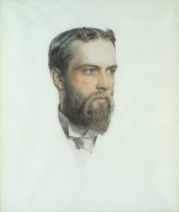 男の頭、1904年（色のチョーク） 作： Anthony Frederick Augustus Sandys