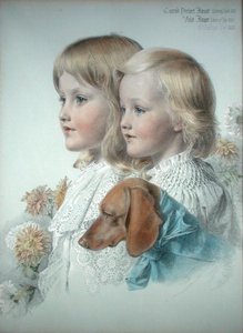 コンラッドとスミレの花の肖像 作： Anthony Frederick Augustus Sandys