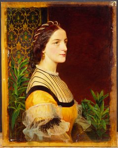 女性の肖像、頭と肩、1860 作： Anthony Frederick Augustus Sandys