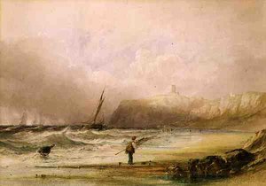 A Breezy Day at Scarborough（水彩画） 作： Anthony Vandyke Copley Fielding