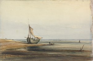 Cena da costa com um barco encalhado 作： Anthony Vandyke Copley Fielding