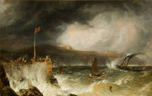 港に入るパケット ボート、1855 年。 作： Anthony Vandyke Copley Fielding