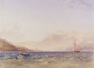 ファインダインヘッド、ディンダラ城、1850年（WC、紙のグラファイトにボディカラー） 作： Anthony Vandyke Copley Fielding