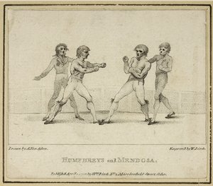 ハンフリーズとメンドーサ、ウィリアム・バーチの彫刻、1792年に出版（リトグラフ 作： Anthony van (after) Assen