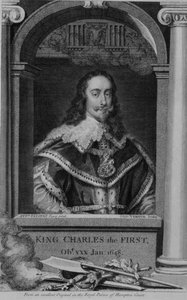 チャールズ1世（1600-49）1625年からグレートブリテンおよびアイルランドの王、ジョージ・ヴァーチュ（1684-1756）（エングレービング 作： Anthony van (after) Dyck