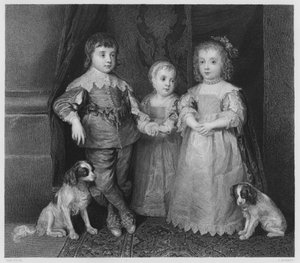 チャールズ1世の3人の子供たち（ロイヤル・コレクションの絵より）（エングレーヴィング