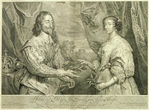 チャールズ1世（1600〜49年）とヘンリエッタマリア（1609〜69年）、1634年、1742年の絵画の後にジョージバーチュー（1684-1756）によって彫刻 作： Anthony van Dyck