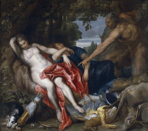 ダイアナと彼女のニンフはサテュロスに驚いた 作： Anthony van Dyck