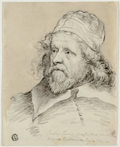 イニゴ・ジョーンズ (直筆); 女性の頭のスケッチ (裏面) 作： Anthony van Dyck