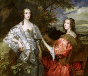 キャサリン（1609-67）チェスターフィールド伯爵夫人、ルーシー（b.1608）ハンティンドン伯爵夫人、1636-40年頃 作： Anthony van Dyck