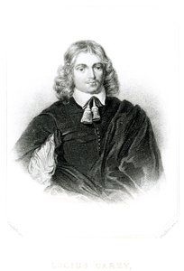トーマス・フィリブロウン（fl.1834-60）（メゾティント）によって彫刻された「イギリスの歴史に描かれた人物の肖像」からのルシウス・キャリー（c.1610-43）のイラスト 作： Anthony van Dyck