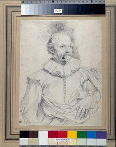 Paulus Halmalius, vulgo van Halmale, c.1632-35 (白紙に黒チョーク) 作： Anthony van Dyck