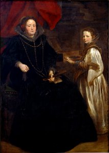 ポルツィア・インペリアーレとチェンバロを弾く娘マリア・フランチェスカの肖像 画：アントニー・ヴァン・ダイク（1599-1641） 1626年 Sun.184,5x134 cm ブリュッセル王立美術館, inv. 6115 作： Anthony van Dyck