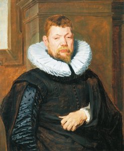 ひげを生やした男の肖像、1616年頃（オーク材のパネルに油彩） 作： Anthony van Dyck