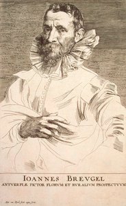 アーティストの肖像Jan Brueghel the Younger 1601-1678、17世紀の最初の3分の1 作： Anthony van Dyck