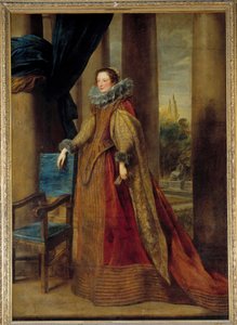 ゲネス作 ジェロミナ・スピノラ・ドーリア侯爵夫人の肖像画と推定される。 彼女はイチゴの首輪をつけている。アントン・ファン・ダイク（1599-1641）による絵画 17世紀 日2,39x1,7 m - ジェノバのマルケサ・ジェロミナ・スピノラ・ドーリアの推定肖像画 wea 作： Anthony van Dyck