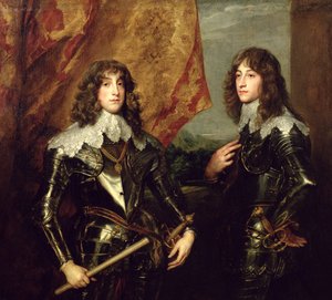 チャールズルイ王子（1617-80年）パラタイン選挙人とその兄弟、プファルツのルーパート王子（1619-82年）、1637年 作： Anthony van Dyck