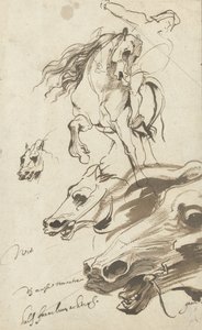 ライダーと馬の頭の研究、1620-1（紙にペンとトイレ）