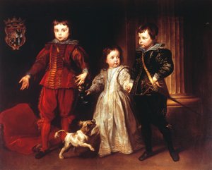 犬を連れた三人の子供（アンソニー・ヴァン・ダイク（1599-1641）作 作： Anthony van Dyck