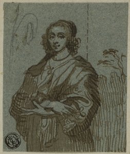 腕を組んだ 4 分の 3 の長さの女性 作： Anthony van Dyck