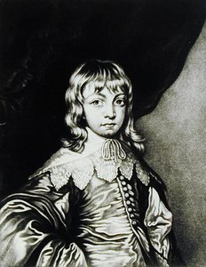 イギリスの歴史に描かれたイラストレーター（メゾティント）からロバートダンカートン（1744-c.1817）が彫刻したバッキンガム公ジョージ（1592-1628）の肖像 作： Anthony van after Dyck