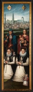 フアン・パルド2世と妻のアンナ・インゲニューラントとマリア・アンシュマンの肖像画の詳細 作： Anthuenis (1536 1613) Claeissins or Claeissens