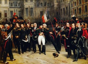 ナポレオンは4月20日にフォンテーヌブロー宮殿の中庭にある帝国衛兵に別れを告げる 作： Antoine Alphonse Montfort