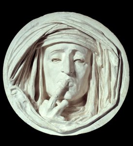 Silence 男性が口に指を当てている象徴的なジェスチャー。石膏彫刻 オーギュスト・プルー（1809-1879） 19世紀 パリ、ルーヴル美術館蔵 作： Antoine Augustin Preault