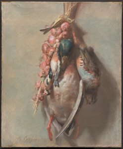 マガモ、ヤマウズラ、ゴシキヒワ、タマネギのハンティング トロフィー 作： Antoine Berjon