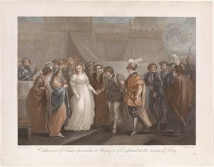 Catherine van Valois en koning Hendrik V van Engeland フランスのキャサリンは、トロイの条約でイングランドのヘンリー 5 世に贈呈されました (オブジェクトの称号) 作： Antoine Cardon