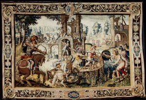 1562-1565年デザイン、1611-1627年織りの「堡塁の攻撃と防御の練習」（ウール＆シルク