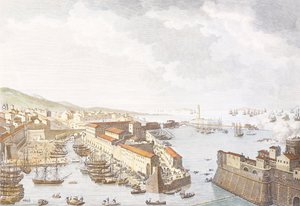 フランス人のリヴォルノへの入城、1796年6月、Jean Duplessis-Bertaux（1750-1818）のエングレーヴィング、Carle Vernet（1758-1836）のドローイング、フランス革命戦争、イタリア 作： Antoine Charles Horace Vernet