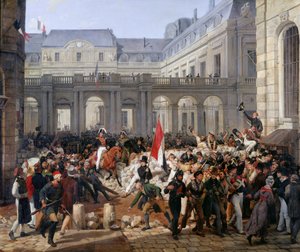 1832年7月31日、オルレアン公爵がパレロワイヤルを去り、オテルドヴィルに向かいます。 作： Antoine Charles Horace Vernet