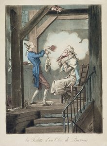 Philibert Louis Debucourt（1755-1832）によって刻まれた弁護士の店員のトイレ 作： Antoine Charles Horace Vernet