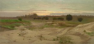 マルセントのマール坑：夕方、1857年以降（紙に油彩、厚紙にマウント、合板にマウント） 作： Antoine Chintreuil