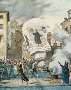 ローマのサン・ジュゼッペの日のための熱気球、アントワーヌ＝ジャン＝バティスト・トマ（1791-1833）作、版画。詳細イタリア 作： Antoine Jean Baptiste Thomas