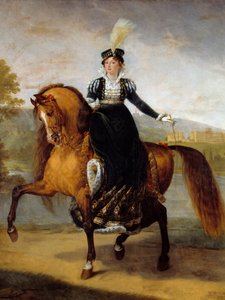 ジェローム・ボナパルトの妻でウェストファリアの女王（1783-1835）であるカトリーヌ・オブ・ヴュルテンベルクの騎馬像。アントワーヌ・ジャン・グロ（1771-1835）による絵画