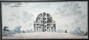 コスモポリートのための家の設計、1783（紙にトイレ）（詳細）（195241-195242、196724-196725も参照） 作： Antoine Laurent Thomas Vaudoyer