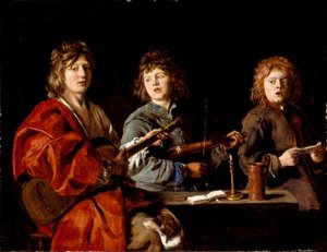 フランス語  Trois jeunes musiciens 三人の若い音楽家 作： アントワーヌ・ル・ナン